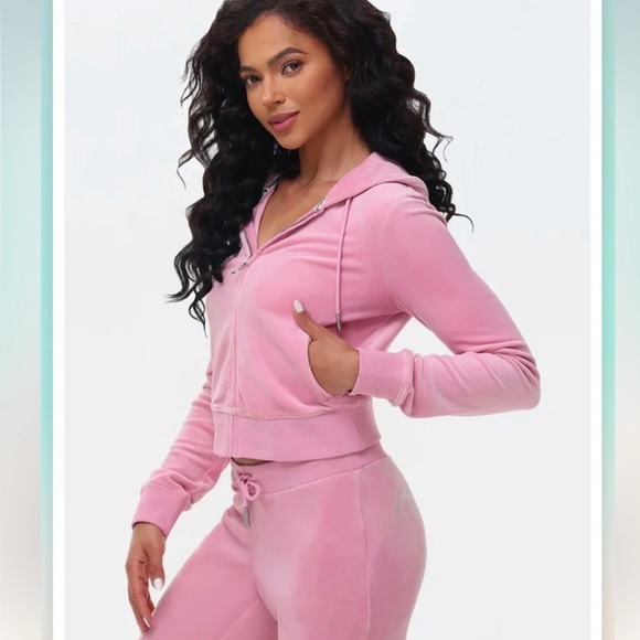 COUTURE STORE Luxury Set Juicy Couture OG Bling Velour Tracksuit Sz L A286 - Picture 3 of 10